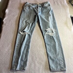 AGOLDE Jaime High Rise Straight Leg Jeans Light Wash Distressed Size 28